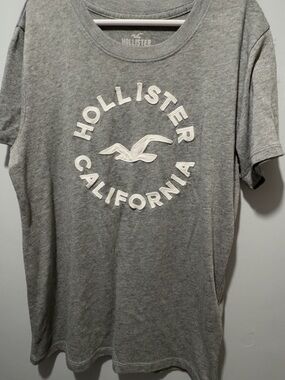Hollister Gray Tee with White Embroidered Logo